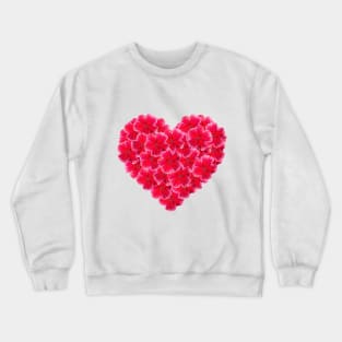 Red Flower Heart Made of Pink (Dianthus Pumarius) Blooms Crewneck Sweatshirt